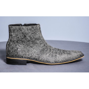 Exotic Print Grey Leather Texan Boot