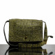 Messenger bag with front magnetic clip in olive green Nile Crocodile
