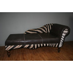 Chaise Lounge Sofa in Nicotine Buffalo and Furtan Zebra Accents