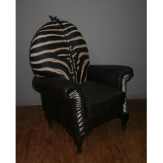 Club chair in Nicotine with Zebra Trimmings